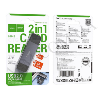 USB Card-reader Hoco HB45 USB2.0/ Type-C SD+MicroSD сірий