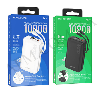 Внешний аккумулятор (Power Bank) Borofone BJ39 22.5W+PD20W LCD iP+C US/ EU (10000 mAh) белый