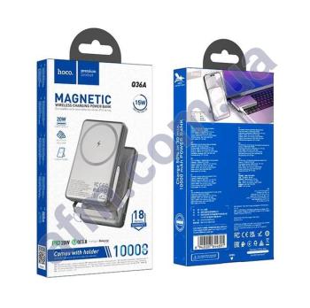 Внешний аккумулятор (Power Bank) Hoco Q36A PD 5-10W беспроводной + подставка (10000 mAh) серый