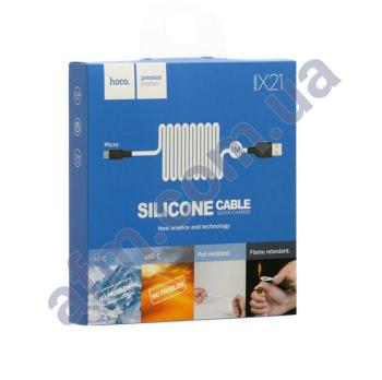 USB кабель Hoco X21 Micro USB 2A (1000mm) чёрно-белый