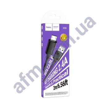 USB кабель Hoco X88 Gratified 2.4A Micro USB (2000mm) чёрный