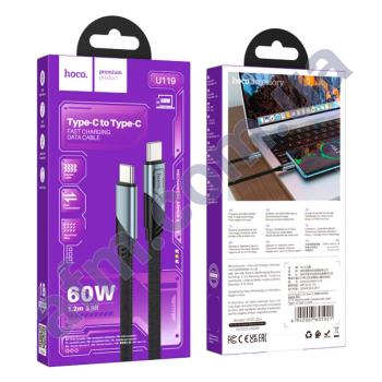 USB кабель Hoco U119 Type-C - Type-C 60W (1200mm) чёрный