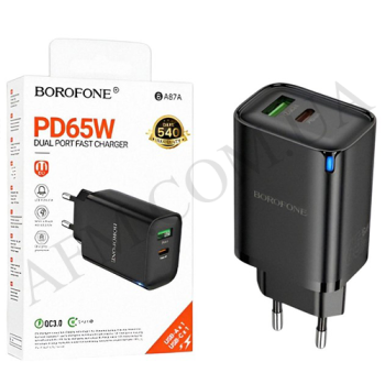 СЗУ блок Borofone BA87A PD65W+QC3.0 чёрный