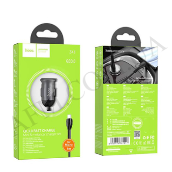 АЗУ блок Hoco Z43 QC3.0 (1USB/ 18W) + кабель Micro USB чёрный