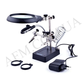 Тримач плат MG16129-C з LED-посдветкой та лупою (d=85 мм., 2X збільшення d=32мм,  3.5X: d=32мм)