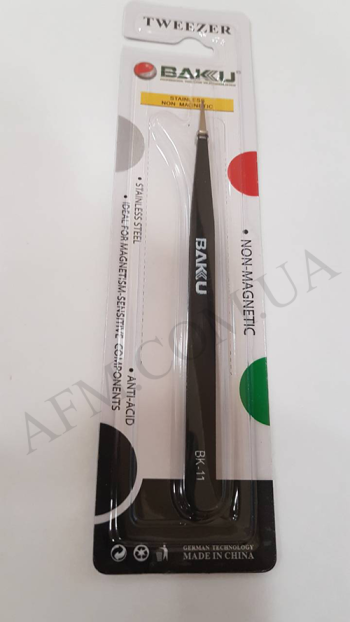 Пінцет прямий BAKU BK-11 ESD чёрный,  антистатичний покриття