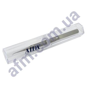 Пинцет в футляре титановый Aida AD-116-15B изогнутый с рифлёными ручками