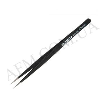 Пінцет прямий BAKU A8 SS sa U.R.ESD чёрный,  антистатичний покриття