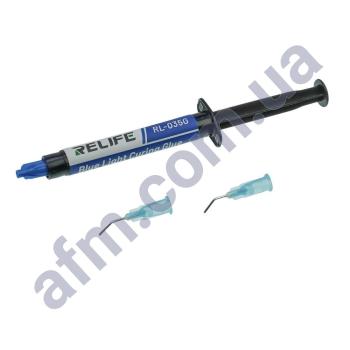 Клей UV Relife RL-035G Blue light glue для фиксации линз и компонентов камеры,  в шприце 3ml