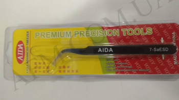 Пінцет вигнутий Aida 7-SA ESD (ST-15) чёрный,  антистатичний покриття