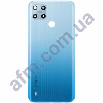 Задняя крышка Realme C25Y голубая + стекло камеры