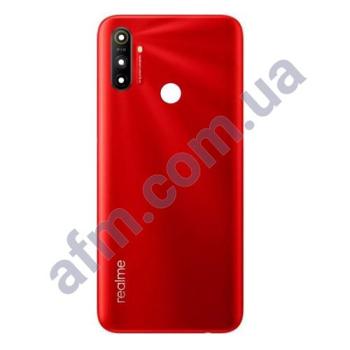 Задняя крышка Realme C3 красная + стекло камеры