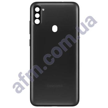 Задняя крышка Samsung A115 Galaxy A11 чёрная Black + стекло камеры