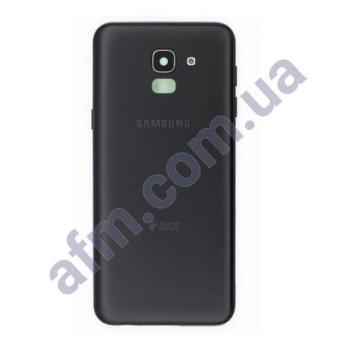 Задняя крышка Samsung J600 Galaxy J6 чёрная Black + стекло камеры
