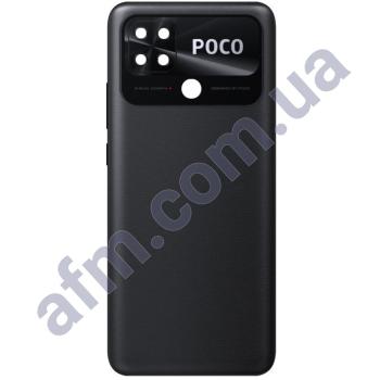 Задняя крышка Xiaomi Poco C40 Power Black чёрная + стекло камеры